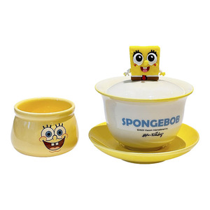 Gaiwan en céramique Bob l'éponge avec couvercle et infuseur pour la préparation individuelle du thé, cadeau idéal pour hommes et femmes - Product Image 5