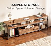 Meuble TV moderne en bois noir avec prises électriques, tiroirs et éclairage, extensible et durable, pour téléviseurs de 65 à 70 pouces, mobilier de maison