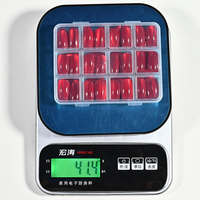 144 faux ongles œil de chat rouges carrés moyens, 4 compartiments, boîte blister, réutilisables, capsules d'ongles artificiels