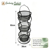 Étagères métalliques pliables industrielles modernes noires à 3 niveaux en maille, revêtement poudré, anti-rouille, robustes pour salon, chambre et salle de bain