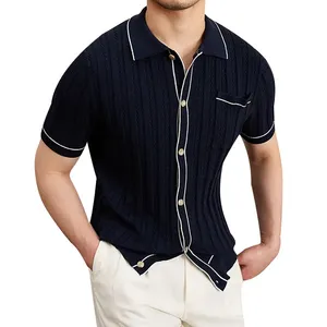 Fashion Cotton Knitted Pullover Soft Polo Neck Short Sleeve Summer Custom Sweater For Men