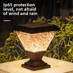 Lampada a Colonna Solare Impermeabile IP65 con Telecomando per Esterni, Giardino, Villa, Cancello, Muro, <span class=keywords><strong>Balcone</strong></span>, Stile Pastorale - Product Image 2