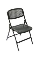 Chaise pliante moderne en plastique avec cadre en acier à pieds verticaux en maille, pour commandes en gros, idéale pour hôtels, extérieur, jardins et salles de réunion