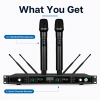 Sistem Mikrofon Nirkabel UHF True Diversity 2 Kanal Profesional AT102S-1 untuk Pertunjukan Panggung dan Suara Berkualitas