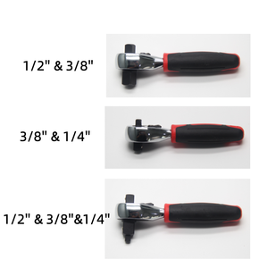Clé à cliquet double ergonomique à 72 dents avec logo personnalisé, double entraînement 3/8'' et 1/2'', poignée en caoutchouc robuste - Product Image 3