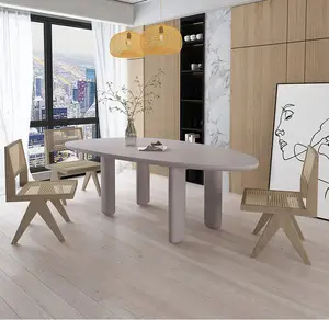 PurelyFeel Table ovale nordique en bois massif Bureau moderne Table de conférence simple Table basse de luxe légère