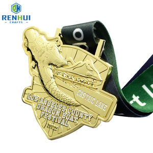 Medallas de Oro de Aleación de Zinc de Alta Calidad con Diseño de Fábrica, Medalla de Maratón con Cinta y Logotipo Personalizado - Product Image 5