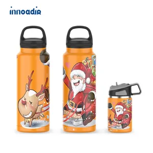 Innoadir Tumbler Susu Anak-anak, Tumbler Susu Anak-anak Dinding Ganda Insulasi Stainless Steel 8 Oz dengan Tutup dan Cangkir Sedotan