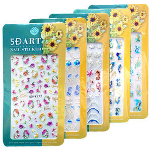 Gran oferta, calcomanías de Arte de <span class=keywords><strong>uñas</strong></span> tridimensionales con estampado en relieve 5D barroco, <span class=keywords><strong>pegatinas</strong></span> adhesivas florales pequeñas <span class=keywords><strong>para</strong></span> manicura de copos de nieve de plástico - Product Image 5