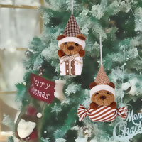 Maßgefertigte Schokoladenbraune Keks-Bären Süßigkeiten-Ornamente Großpackung Mini 5*2,5*2,5 Zoll Niedliche Polyester Weihnachtsbaum-Hängedekoration