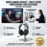 Headset Gaming ODM OEM Over-Ear Dinamis RGB Peredam Kebisingan Aktif Latensi Rendah Kontrol Sentuh Mikrofon USB Berkabel