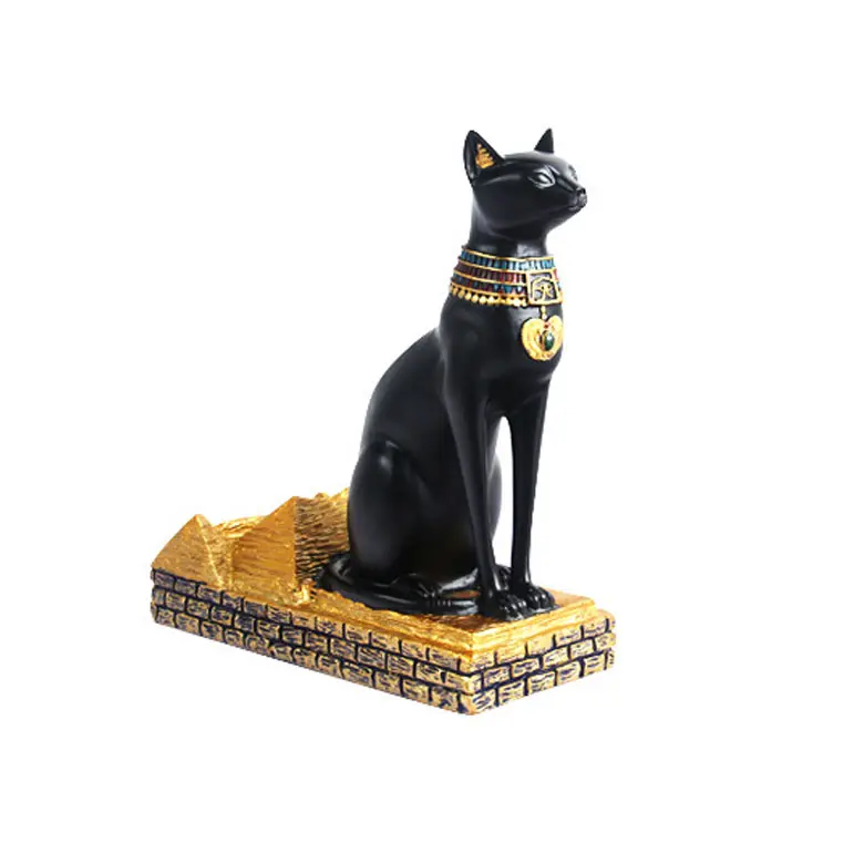 Figura de resina de la diosa del gato de Egipto, figura coleccionable de resina egipcia para escultura de poliresina, figura de gato de Egipto