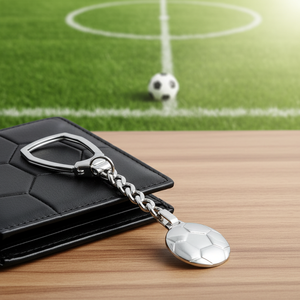 Portachiavi in Argento 925 a Forma di Pallone da Calcio, Catena in Metallo, Portachiavi Promozionale - Product Image 3