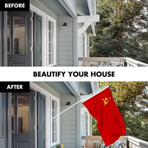 Paquete combinado DB Asta de bandera giratoria de aluminio sin enredos de 6 pies con bandera impresa de 3x5 pies USSR-Unión Blanca Repúblicas Socialistas Soviéticas - Product Image 3