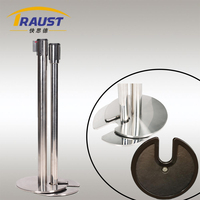 Traust personnalisé en acier inoxydable métal en forme de U base empilable sécurité aéroport file d'attente ligne séparateurs rétractable ceinture barrière stanchion