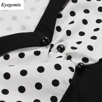 Robe en coton taille 4XL pour femmes, style années 50 et 60, robe à pois vintage, noire et blanche, robe de fête rockabilly swing