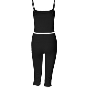 Viviblook Z402ST02 Women Summer <b>Set</b> New Sexy Lace Vest Tank Top Capris Pants Two Piece Casual <b>Set</b> - Product Image 4