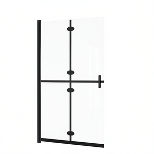 Puerta de Ducha Transparente de Vidrio ESG de 35.4 x 74.8 Plegable con Marco, Diseño Minimalista - Product Image 1