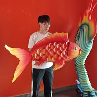 Lanterne chinoise Jiucai Culture pour le Nouvel An et Noël, lanterne durable et imperméable en soie en forme de poisson Koi, fournitures de fête