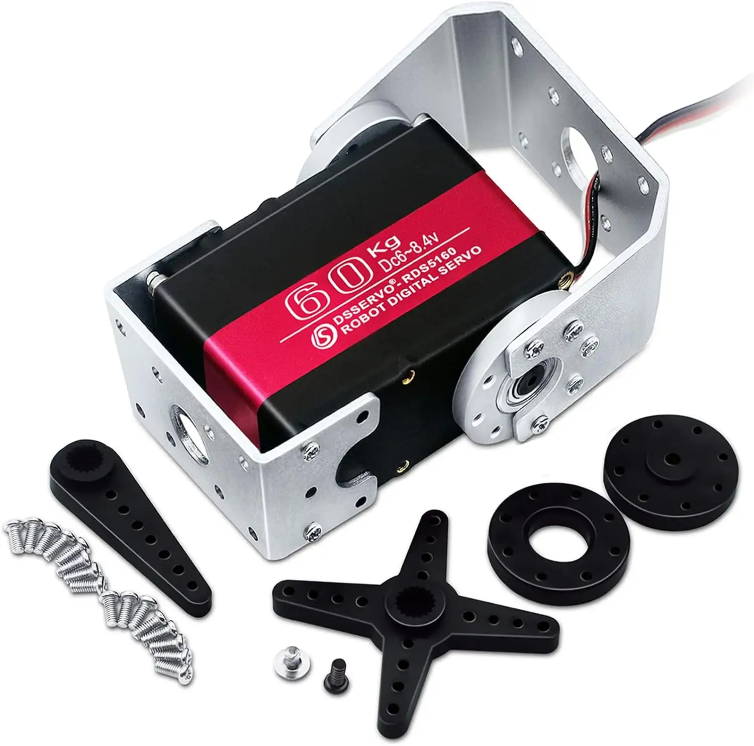 Rc Auto 60Kg Robot Servomotor Hoog Koppel Roestvrijstalen Tandwiel Waterdichte Rds5160 Digitale Stuurservo 'S Met Bevestigingsbeugels