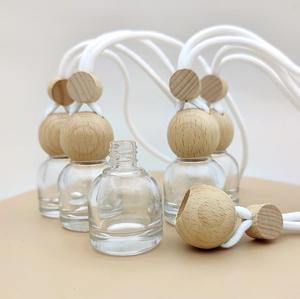 Temizle cam düzensiz şekil araba parfüm koku difüzör asılı hava spreyi <span class=keywords><strong>Mini</strong></span> 12ml şişe ile ahşap kapak - Product Image 2