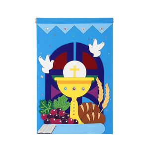 Juego de decoración de fieltro DIY de primera comunión para Iglesia, <span class=keywords><strong>Domingo</strong></span>, niños y niñas, artesanía católica, Kit de pancarta de comunión Santa, bolsa para la escuela trasera - Product Image 1