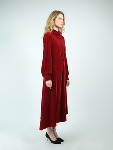 فستان سهرة أنيق مخملي سارويز كاجوال بياقة أنيقة منسدلة - Product Image 3