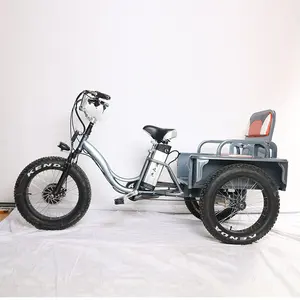 Triciclo con ruedas grandes para personas mayores, bicicleta eléctrica para nieve de 20 pulgadas, para playa, con asiento trasero, gran oferta, 4,0