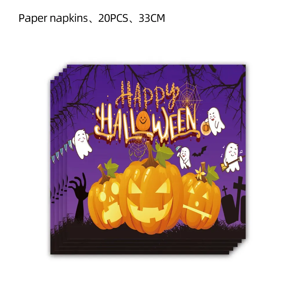 DAMAI Halloween Theme Party Tableware Set Halloween Party Decoration Paper Plate Cup Napkin Tableware Set