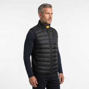 Black Men's Winter Puffer Vest Stand Collar Quilted 100% Polyester Filled Breathable Quick-Dry Zip <b>Waistcoat</b> Outdoor Outerwear - Product Image 3
