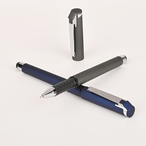 Bolígrafo de Gel de Lujo en Oferta Azul y Negro con Stylus y Logo Personalizado de Marca, Punta de 0.7mm, Tacto Suave de Goma, Regalo Promocional - Product Image 1