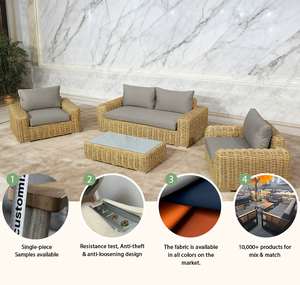 أريكة خارجية قابلة للدوران عالية الجودة مصنوعة حسب الطلب، مقاومة للماء والأشعة فوق البنفسجية، مصنوعة من الراتان المركب، طقم أرائك للحدائق مناسب للفلل والفنادق - Product Image 2