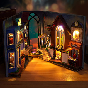 <span class=keywords><strong>CuteBee</strong></span> Vente Chaude Étagère Exquise et Chic Décoration Bricolage En Bois Assemblé Serre-Livres Avec LED Veilleuse Livre Nook Kit - Product Image 5