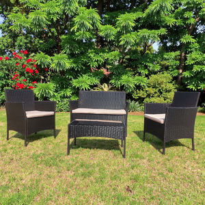 モダン屋外クラシックウィッカーレジャーチェアセットガーデン家具4セットアパートPeラタン椅子とテーブル - Product Image 2