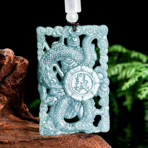 Pendentif Guan Yu en jadéite naturelle authentique bleu eau, collier pour homme, pendentif en jade, vente en gros, design original FG26 - Product Image 3