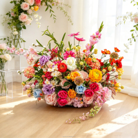 Boule de fleurs artificielles modernes en soie, centre de table - Décoration réaliste parfumée faite à la main pour mariages et événements, durable et réutilisable