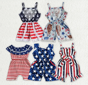 Monos de verano para niñas del 4 de julio con diseño de hermanos - Product Image 1