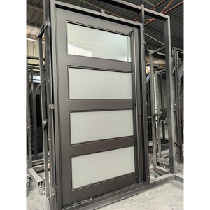 Porte extérieure de maison Portes d'entrée modernes antivol d'extérieur en métal Design Portes d'entrée doubles en fer forgé pour les maisons - Product Image 1