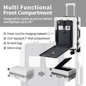 Valise de luxe de 24 pouces avec cadre en aluminium, port de charge USB, porte-gobelet avec serrure TSA, compartiment à bagages - Product Image 4