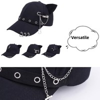 Casquette de baseball unisexe pour enfants, en coton respirant, à 6 panneaux, avec design de rivets sur les oreilles, style tendance et décontracté, effet amincissant pour le visage, collection Printemps-Automne
