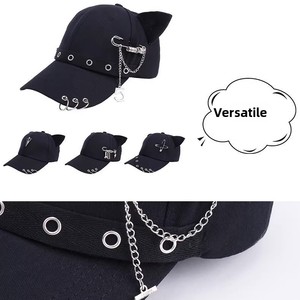 Casquette de baseball unisexe pour enfants, en coton respirant, <span class=keywords><strong>à</strong></span> <span class=keywords><strong>6</strong></span> panneaux, avec design de rivets sur les oreilles, style tendance et décontracté, effet amincissant pour le visage, collection Printemps-Automne - Product Image 4