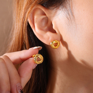 Twisted Gold Stud <b>Earrings</b> Irregular Shape Fashion Jewelry For Women Elegant Design Statement <b>Earrings</b> Stainless Steel <b>Post</b> - Product Image 3