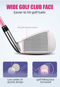 Ensemble de clubs de golf pour femmes gauchères PGM LTG025 avec <span class=keywords><strong>driver</strong></span> en titane, poignée en caoutchouc rose, tiges en graphite et en acier, et sac de golf - Product Image 6