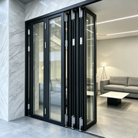 Porte pliante en aluminium, cadre en alliage d'aluminium, portes pliantes sur mesure, porte coulissante en verre pour patio extérieur, porte pliante en aluminium