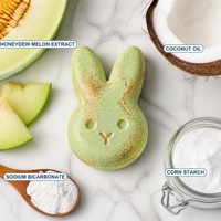 Bombe de bain effervescente en forme de lapin mignon, parfum melon miel, pour une baignade relaxante et hydratante, lot de 6 pièces, vente en gros, personnalisable OEM ODM, 80g