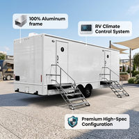Remorque WC mobile commerciale à 2 portes et 10 postes, avec sol antidérapant, lavabos et grande capacité, idéale pour mariages et activités extérieures