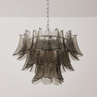 Lustre de luxe en verre de Murano de style français gris fumée pour restaurant, chambre d'hôtel et décoration de villa lumière ambiante élégante