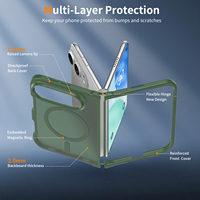 Coque de protection hybride pliable verte givrée pour iPhone Duo, en TPU et PC, toucher doux, magnétique, vente en gros