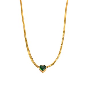 Collar con colgante en forma de corazón, chapado en oro de 18 quilates, con engaste de bisel de acero inoxidable, para mujer, joyería de fiesta, cadena para clavícula. - Product Image 5