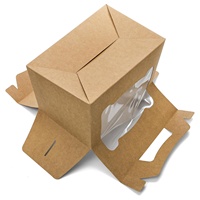 Boîte en Papier Kraft Pliable à Pignon avec Poignée pour Emballage Personnalisé de Cupcakes, Bonbons, Barres de Chocolat et Fenêtre Transparente
